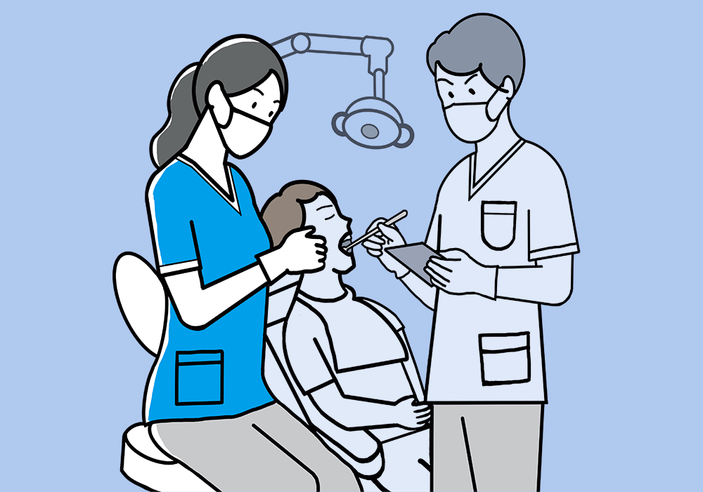 歯科医院で検診を受ける患者
